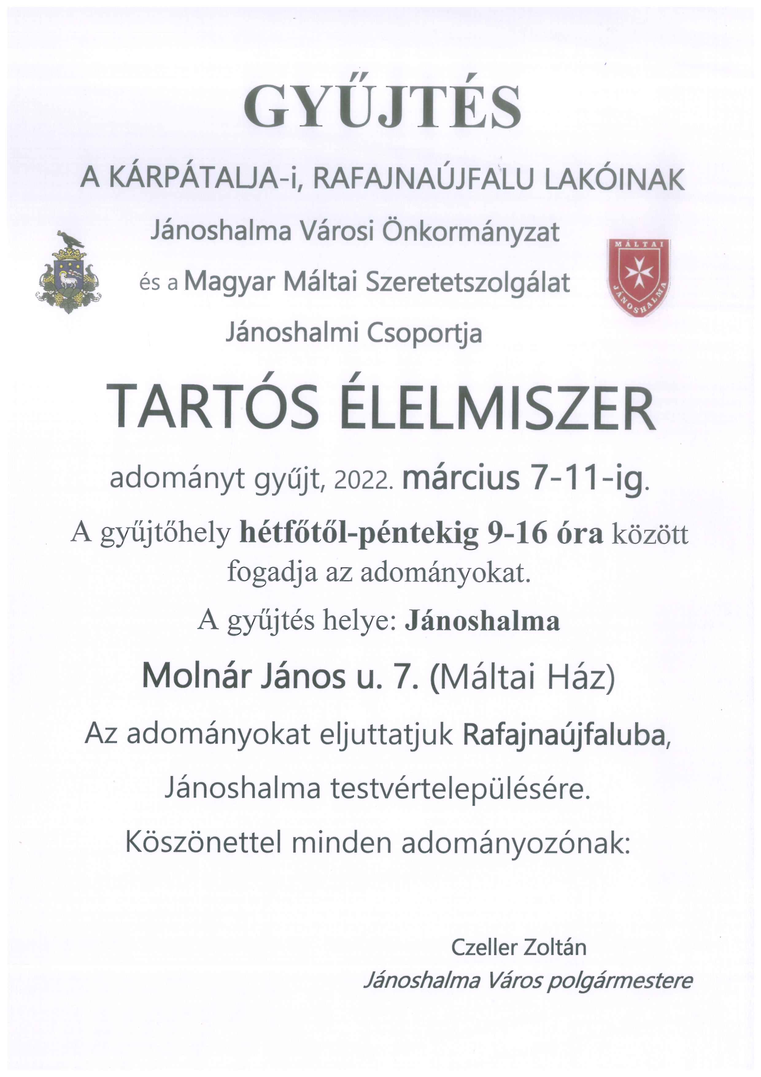 Gyűjtés Rafajnaújfalu lakóinak